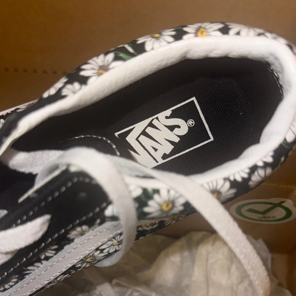Black and‎ White Floral Sneakers